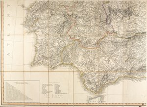 Map of Spain said to have been used by the Duke of Wellington by English School