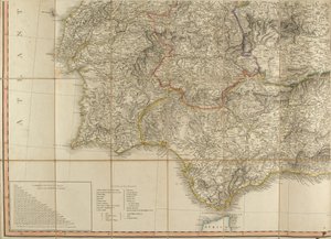 Map of Spain Said to Have Been Used by the Duke of Wellington by English School