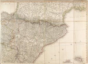 Map of Spain Said to Have Been Used by the Duke of Wellington by English School