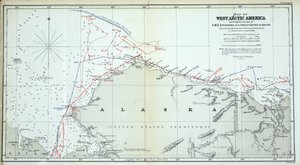 Map of West Arctic America showing the tracks of HMS Enterprise and Investigator in 1850-1854 by English School
