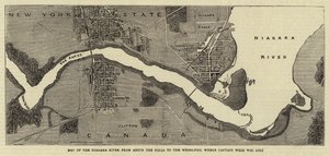 Map of the Niagara River from above the Falls to the Whirlpool where Captain Webb was Lost by English School