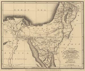 Map of the Journeyings and Encampments of the Israelites from Egypt to Canaan, Through the Desert by English School