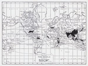 Map of the world showing the rice producing countries by English School
