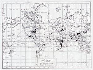 Map of the world showing the tobacco producing countries by English School