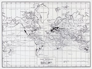 Map of the World Showing the Wine Producing Countries by English School