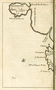 Map showing location of Brobdingnag from first edition of Gulliver