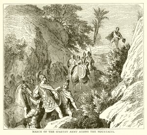 March of the Spartan Army across the Mountains by English School