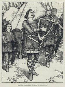 Marching at the head of the army, he chanted songs by English School
