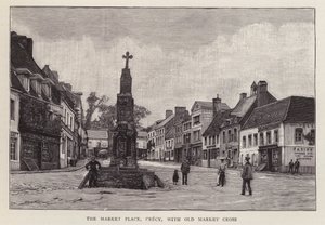 Market place, Crecy, France, with the old market cross by English School