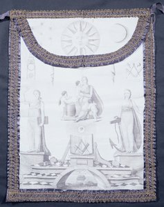 Masonic apron depicting faith, hope and charity