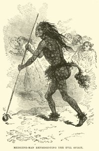 Medicine-man representing the evil spirit by English School