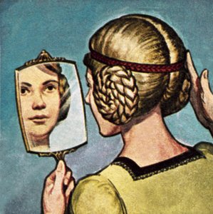 Medieval Girl Looking into a Mirror