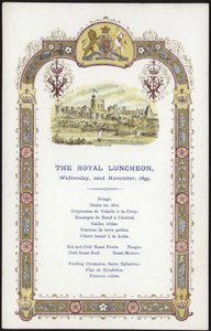 Menu for the Royal Luncheon by English School
