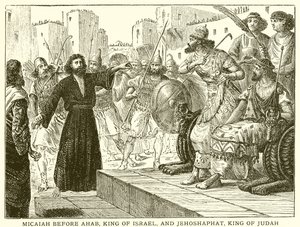 Micaiah before Ahab, King of Israel, and Jehoshaphat, King of Judah by English School