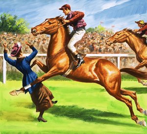 Miss Emily Wilding Davison Killing Herself on Derby Day