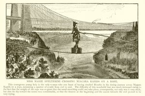 Miss Marie Spelterini Crossing Niagara Rapids on a Rope by English School