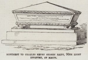 Monument to Charles Henry Sydney Raitt, 90th Light Infantry, at Malta by English School