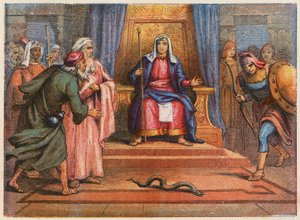 Moses and Aaron before Pharaoh by English School