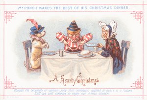 Mr Punch sitting down to Christmas Dinner by English School