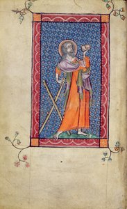 St. Andrew, miniature from the Macclesfield Psalter, Use of Sarum, East Anglia, c.1330 by English School