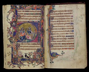 The Father and Son, historiated initial D from the Macclesfield Psalter, Use of Sarum, East Anglia, c.1330 by English School