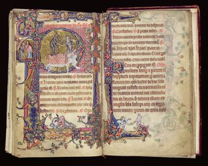 Death Striking, Historiated Initial from the Macclesfield Psalter, Use of Sarum, East Anglia, c.1330 by English School