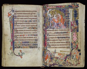 The Anointing of David, historiated D initial from the Macclesfield Psalter, Use of Sarum, East Anglia, c.1330 by English School
