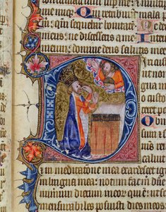 Psalm 38, David pointing to his mouth, from the Ramsey Abbey Psalter by English School