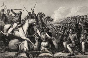 Mutineer Cavalry Attacking an Infantry Square at the Battle of Cawnpore in 1857, from 