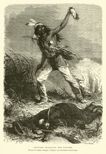 Native American Holding Up the Scalp of His Enemy by English School