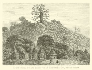 Native Conical Huts and Baobab Tree at Kourounding Koto, Western Sudan by English School