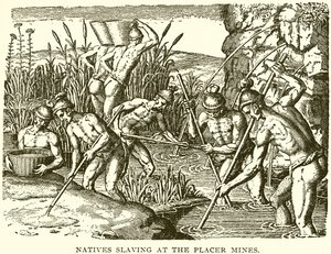 Natives Slaving at the Placer Mines by English School