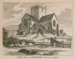 North-West View of Poynings Church in Poynings by English School