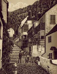 North Devon: Clovelly, Main Street by English School