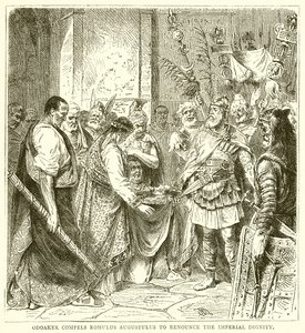 Odoacer Compels Romulus Augustulus to Renounce the Imperial Dignity by English School
