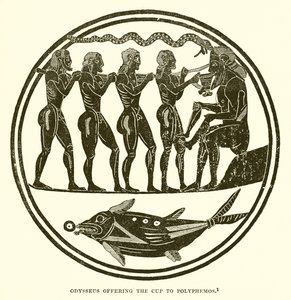 Odysseus Offering the Cup to Polyphemus by English School