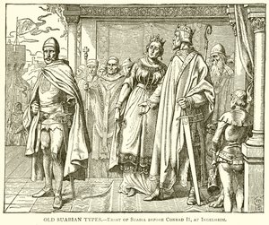 Old Suabian Types: Ernst of Suabia before Conrad II at Ingelheim by English School