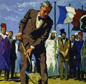 On 25 April 1859, de Lesseps overturned the first spadeful of dirt of the Suez Canal by English School