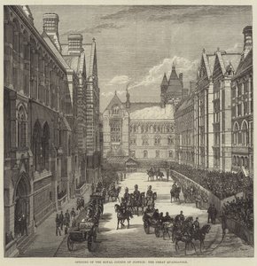 Opening of the Royal Courts of Justice, the Great Quadrangle by English School