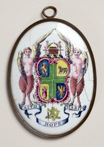 Oval plaque showing Freemasons badge by English School