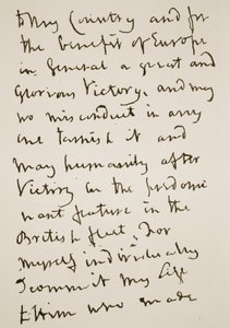 Page of a letter written by Nelson just before the Battle of Trafalgar, Monday 21st October 1805