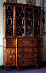 Painted and Inlaid Secretaire Bookcase, c.1785