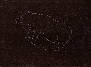 Palaeolithic etching of a cave bear by English School