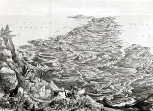 Panoramic view of India from the Himalaya Mountains, designed by T. Packer (1857)