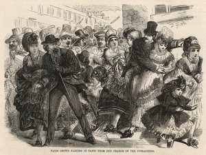 Paris crowd fleeing the panic from the charge of the Cuirassiers by English School