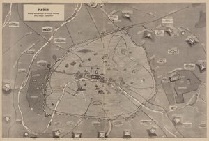 Paris, showing the Positions of the Principal Buildings, Forts, Villages, and Railways by English School