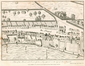 Part of The Strand and Covent Garden, London, as they appeared in the reign of Queen Elizabeth by English School