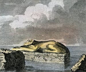 Part of an Egyptian Sphinx Found in the Ruins of the Ancient City of Canopus by English School