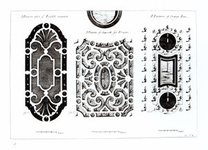 Parterre designs, from Theory and Practice of Gardening, by Antoine-Joseph Dezallier D