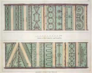 Parterres of Turf and Earth for small Ground Plots, plate 1 from Hints on the Formation of Gardens and Pleasure Grounds by John Claudius Loudon, published 1812 by English School